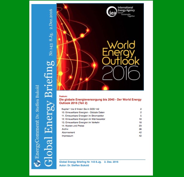 IEA: WEO 2016: Erneuerbare Energien bis 2040 (Teil 2)