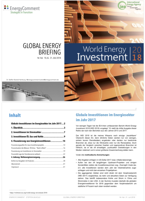 GEB Nr.166: Globale Investitionen im Energiesektor 2017